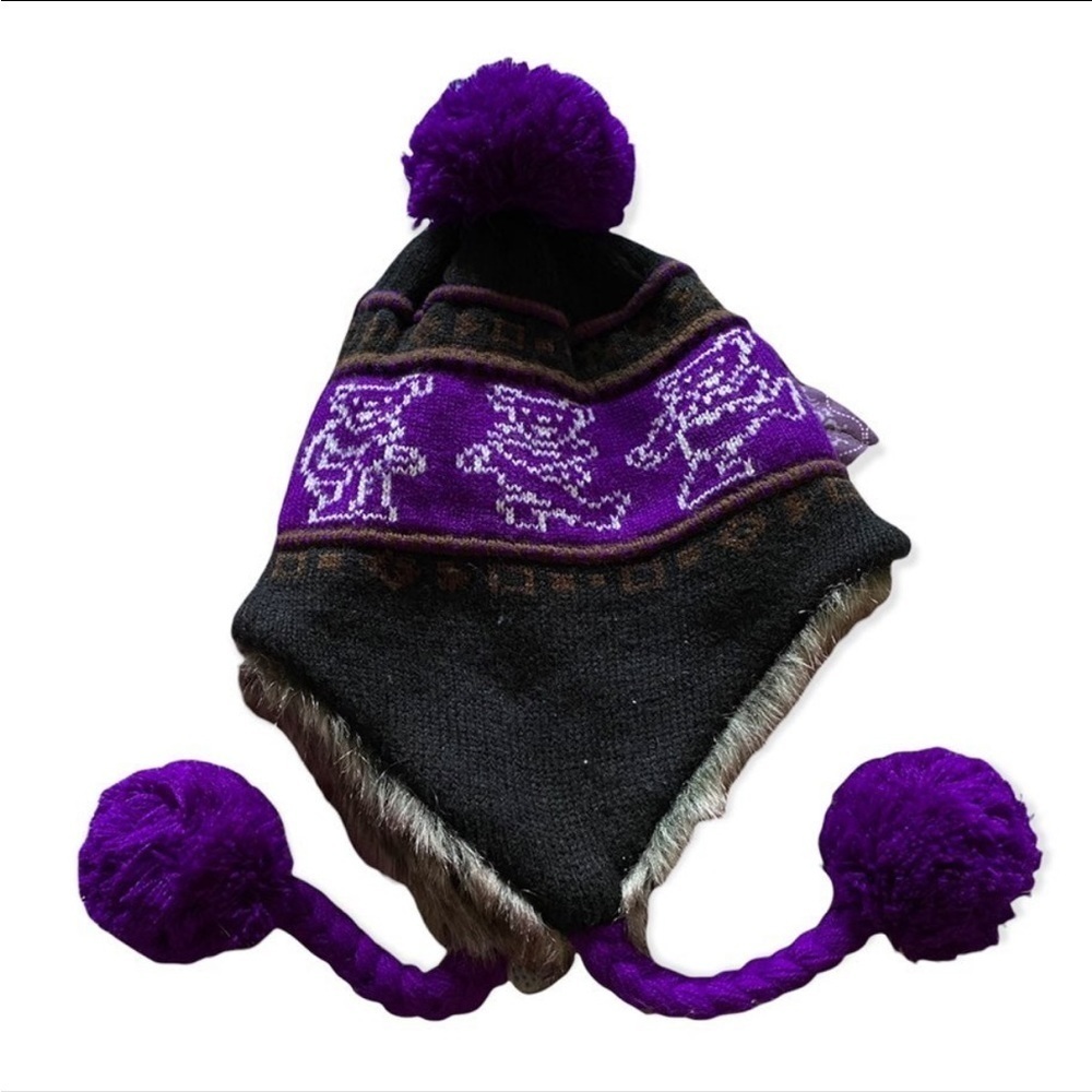 Jerry GARCIA FUR LINED BEANIE WITH POM POMS